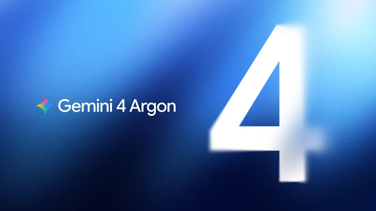 蓝色渐变背景上的 Gemini 4 Argon 名称与发光数字 4